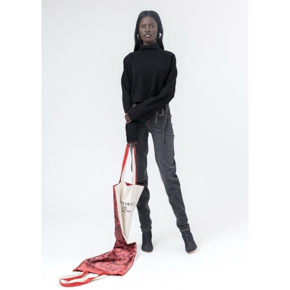 Helmut Lang Compact Wool Tank Turtleneck - Black Cropped Mock Neck Sweater sz S - Picture 11 of 12